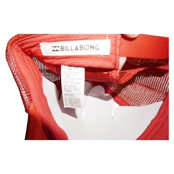 Billabong “Just Beachy” Trucker Hat Red White Mesh Snapback Surf Y2K Retro Cap - Picture 7 of 8